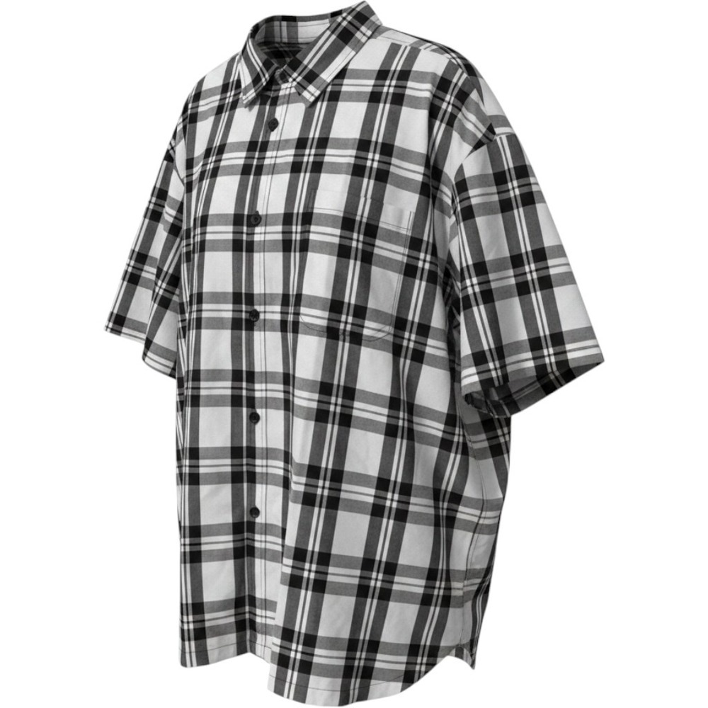Yago Button Down Shirt Mens 4XL Black White Plaid Short Sleeve Casual Pocket